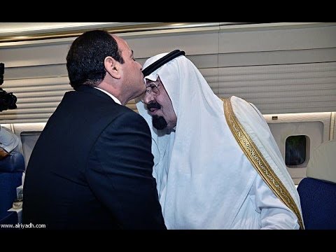لقاء الملك عبد الله والرئيس السيسي في الطائرة